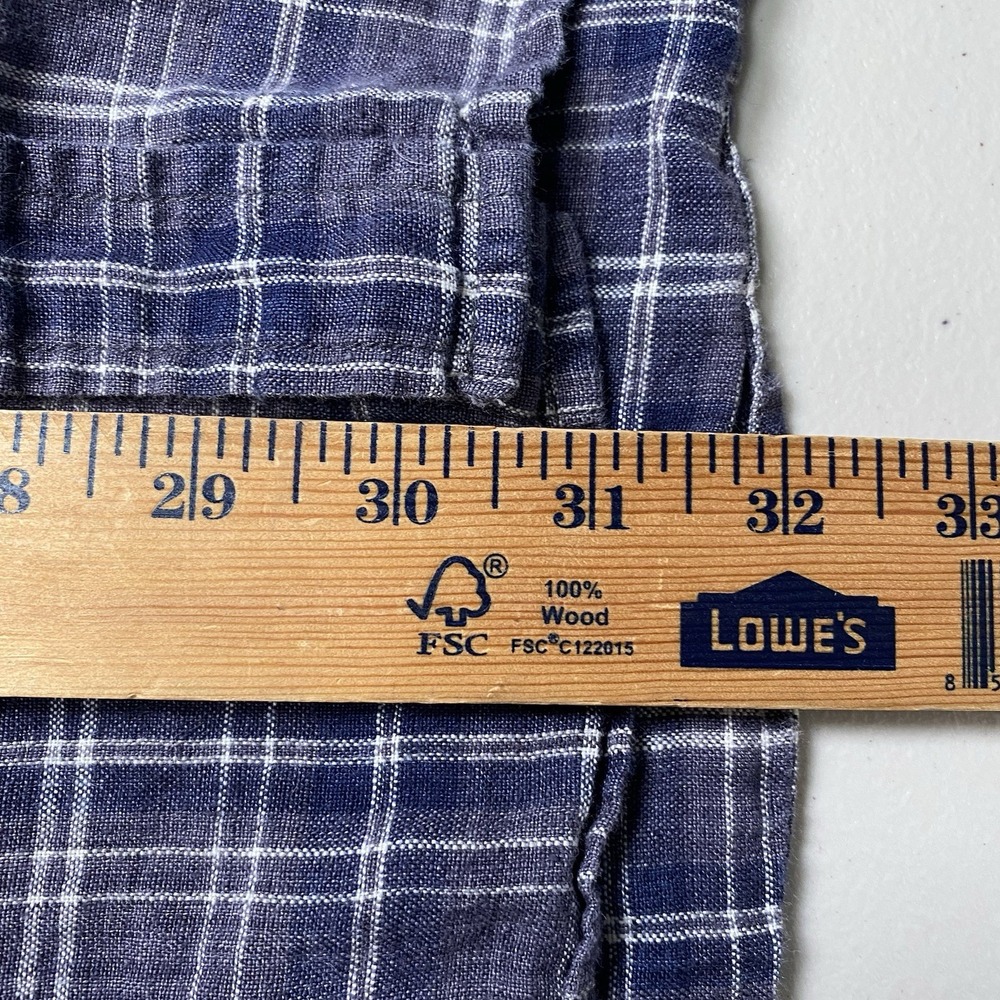 90s Y2K Gap Linen Shirt XL S/S Button Down Purple Gray Plaid Grunge Normcore - Picture 5 of 8